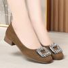 Мода 2024 года, женские туфли с квадратным носком и пряжкой, со стразами, с неглубоким носком, на высоком каблуке, женские, элегантные, французские, из замши, модные, удобные, простые