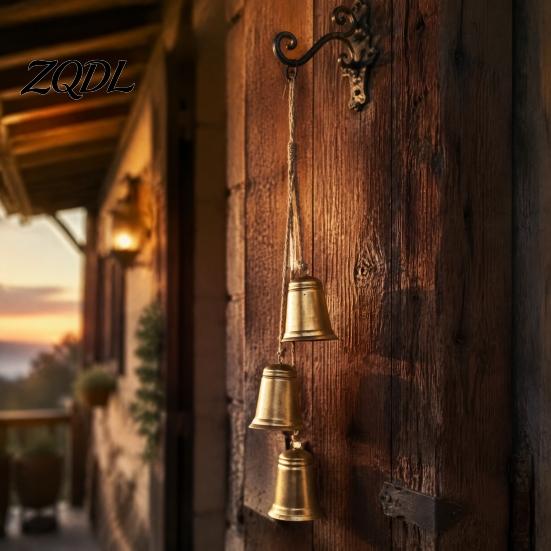 Durable Metal Hanging Bells Vintage Christmas with Jute Rope, Rustic Bell Props for Photography String Wind Chime Ornaments, Xmas Tree Window