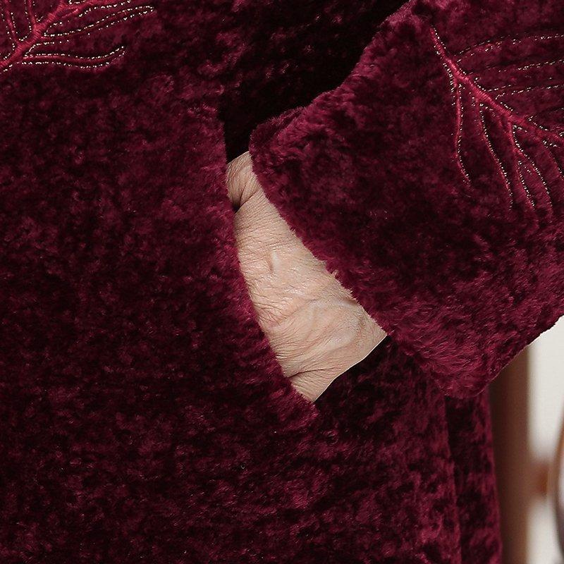 Winter Elderly Clothing, Grandma's Outfit, Imitation Sheep Cut Down Coat, Plush Added, Old Lady's Outfit, Mother's Thickened Coat