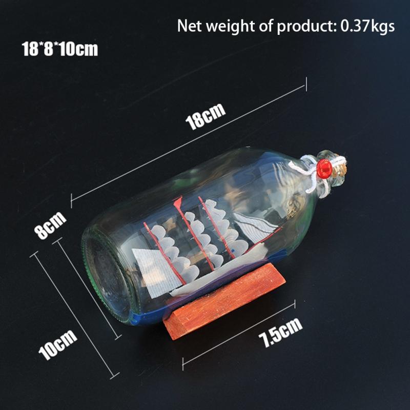 Ship In a Bottle Ocean Style Sailing Model DIY Desktop Home Decor Fairy Garden Glass Decoration Figurines Drift Bottle