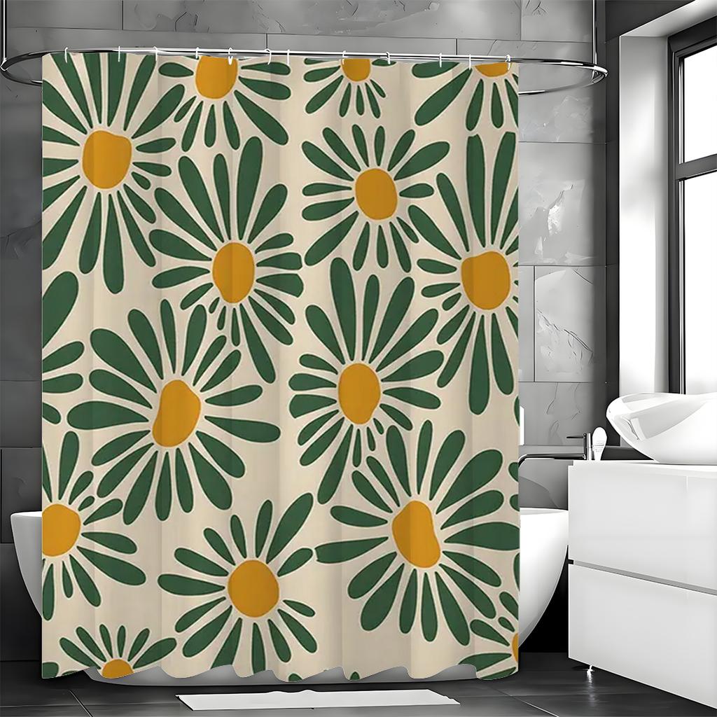 Шторка для душа с цветочным принтом, полиэстеровый набор шторки для душа с 12 крючками для ванной комнаты, в деревенском стиле фермерского дома