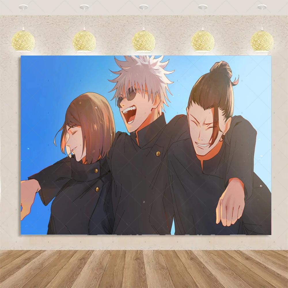 Украшения для дня рождения в стиле Jujutsu Kaisen, фон с персонажем аниме Годжо Сатору, детский плакат4569
