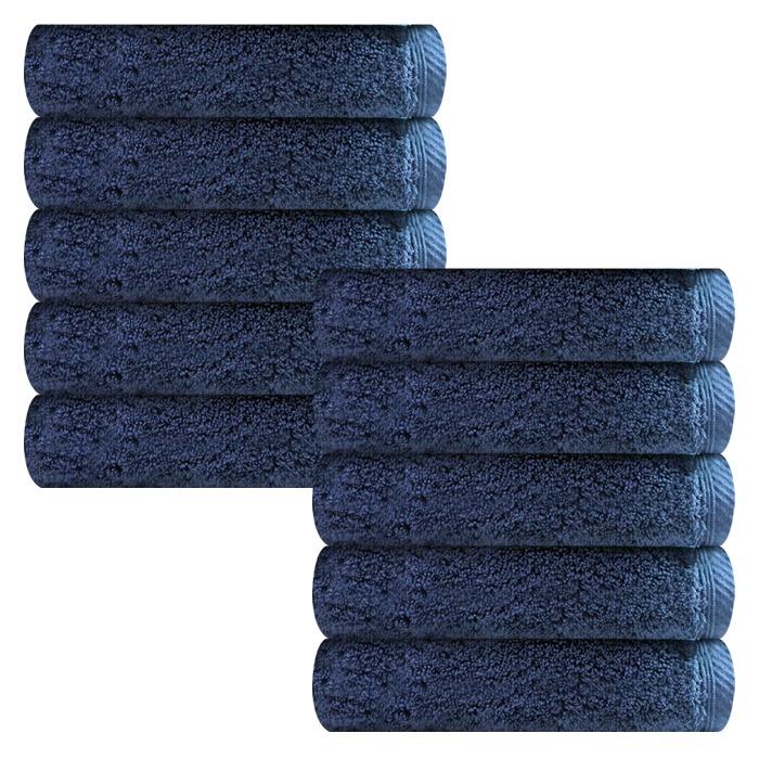 Songwol Towel Premium Hotel Collection 180g 40s Combed Cotton Face Towel, Navy Blue, 10-Pack - Ultra-Soft High-Density Absorbent Korean Towel
