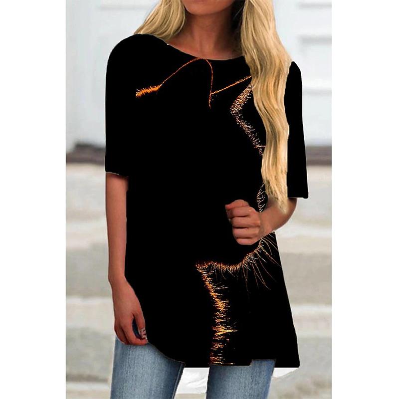 Летние футболки с 3D-принтом «Кошки и животные», женская уличная одежда, повседневная футболка с коротким рукавом, свободные топы Y2K, туники, футболки, женская одежда