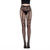 Halloween 2024 Black & White Rose Cross One-Piece Pantyhose - European & American Style