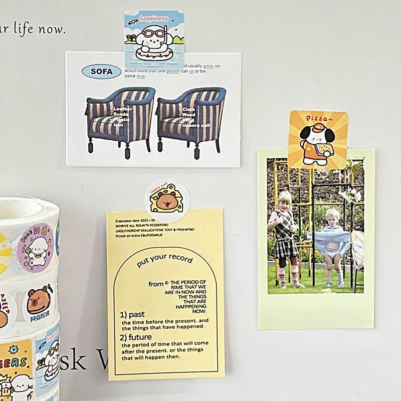 300Pcs/Roll Cartoon Animal Sticker Capibara Kapibala Puppy Hand Account Decals Gift Bag Sealing Sticker Cake Baking Label