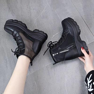 Ботинки Мартина лето новые с внутренней высотой сетчатые короткие ботинки тонкие модные полые дышащие сетчатые прохладные ботинки