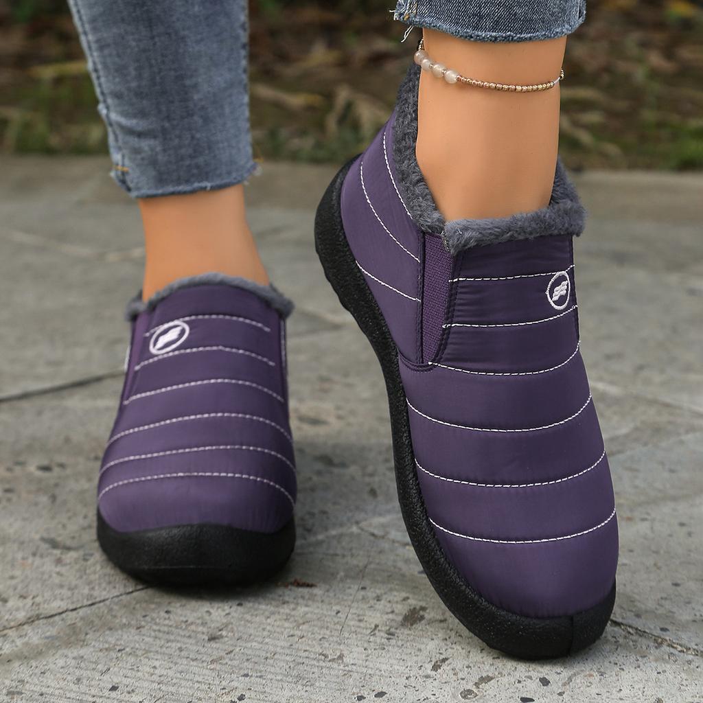 Очень теплые зимние ботинки большого размера 48 - Нескользящая толстая подошва, Зимние ботинки с круглым носком, Минималистичный дизайн однотонного цвета для походных ботинок для улицы