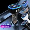 100W PD Fast Car Charger with Marble Texture Design LED Display QC3.0 Type-C Digital Monitor