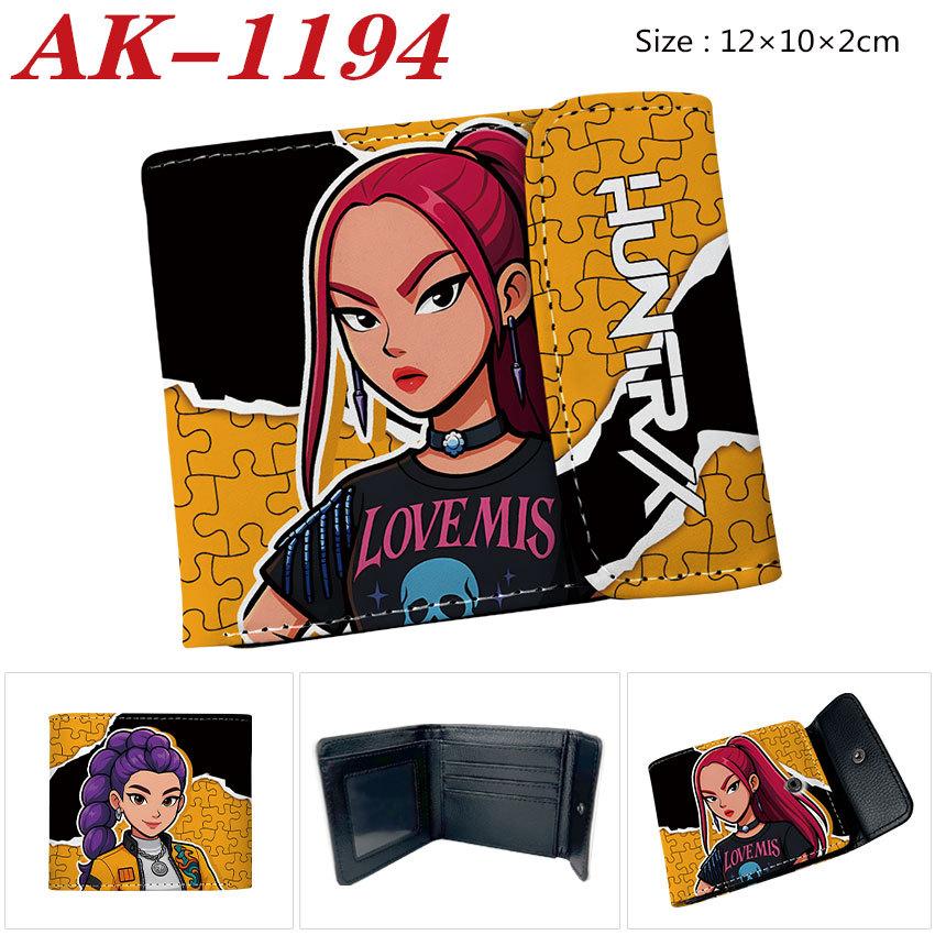 Anime Demon Huntress Group Merchandise Bifold Wallet PU Snap Button Short Purse Cartoon Card Holder Purple