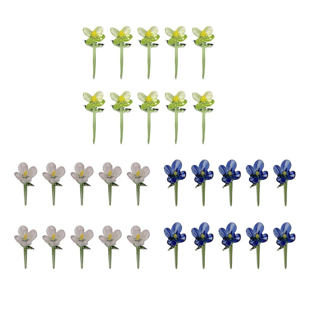 10 Mini Crystal Flower Ornaments, Collectible, Decorative, Gifts, Artificial
