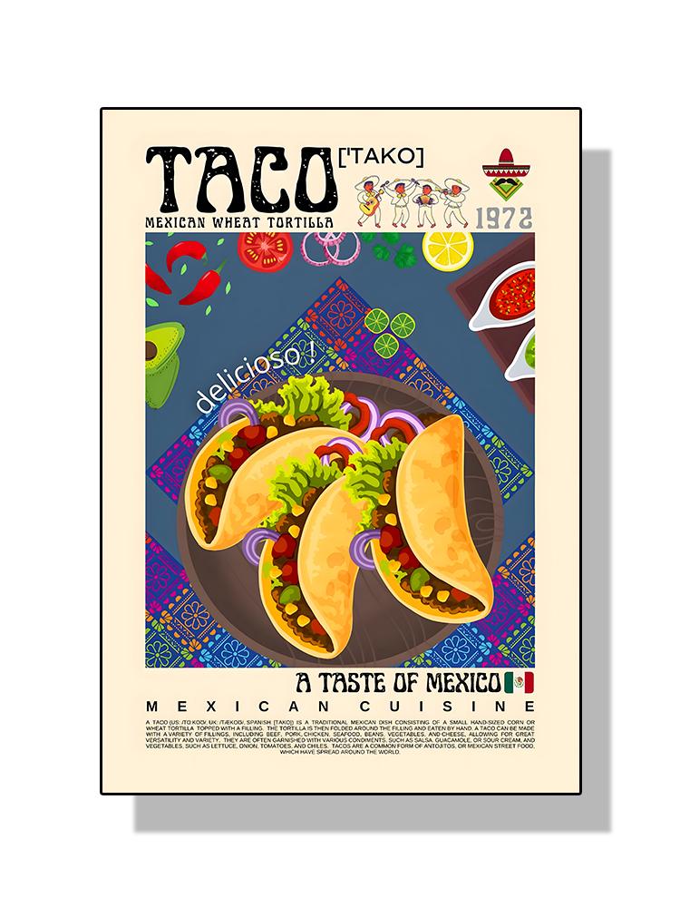 Nordic Art Taco Pizza Paella Mexican French Japan Food Poster Canvas Painting Wall Art For Kitchen Room Home Decoration