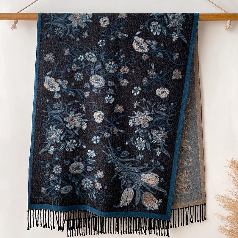 Fashion Thick Soft Cashmere Luxury Brand Jacquard Scarf Women Winter Poncho For Lady Casual Neckerchief Bandana Shawl Headband