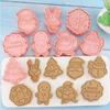8pcs Christmas Series Cookie Mold Set Cartoon Cookie Cutter Pressable Biscuit Mold Confectionery Stamp Baking Pastry Cookie Tool