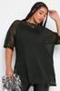 Women's Big Size Blouse Plus Size Crew Neck Short Sleeve Tulle Detailed Blouse 216065