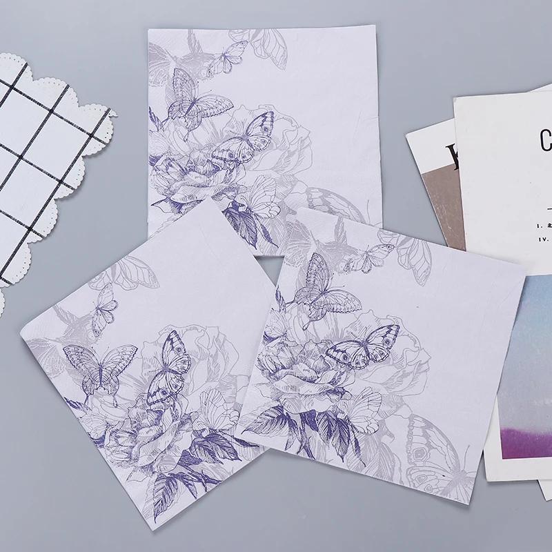 20pcs/Pac 33*33cm 2-Ply Disposable Party Napkin Floral Pattern