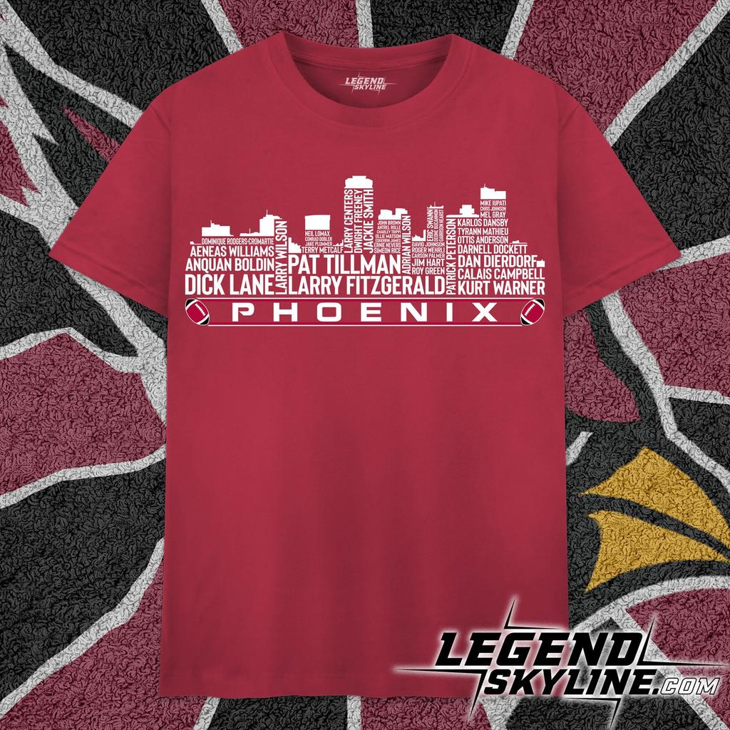 Arizona Football Greatest Of All Time Team Legends, Phoenix Skyline Shirt and kids tshirt