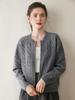 Women's Thick Cable Knit Cashmere Cardigan - Round Neck Zipper Sweater for Autumn/Winter