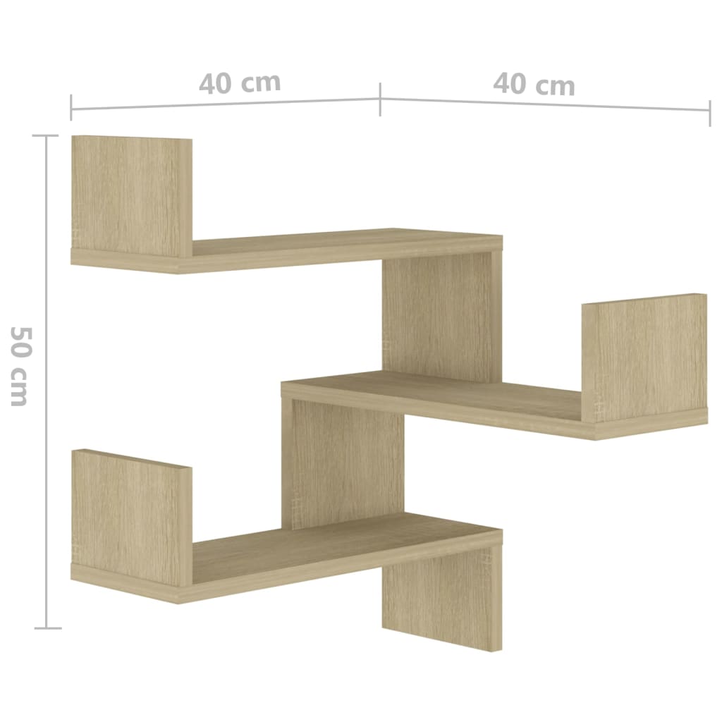 Wall Mounted Corner Shelf in Sonoma Oak 40 x 40 x 50 cm Engineered Wood