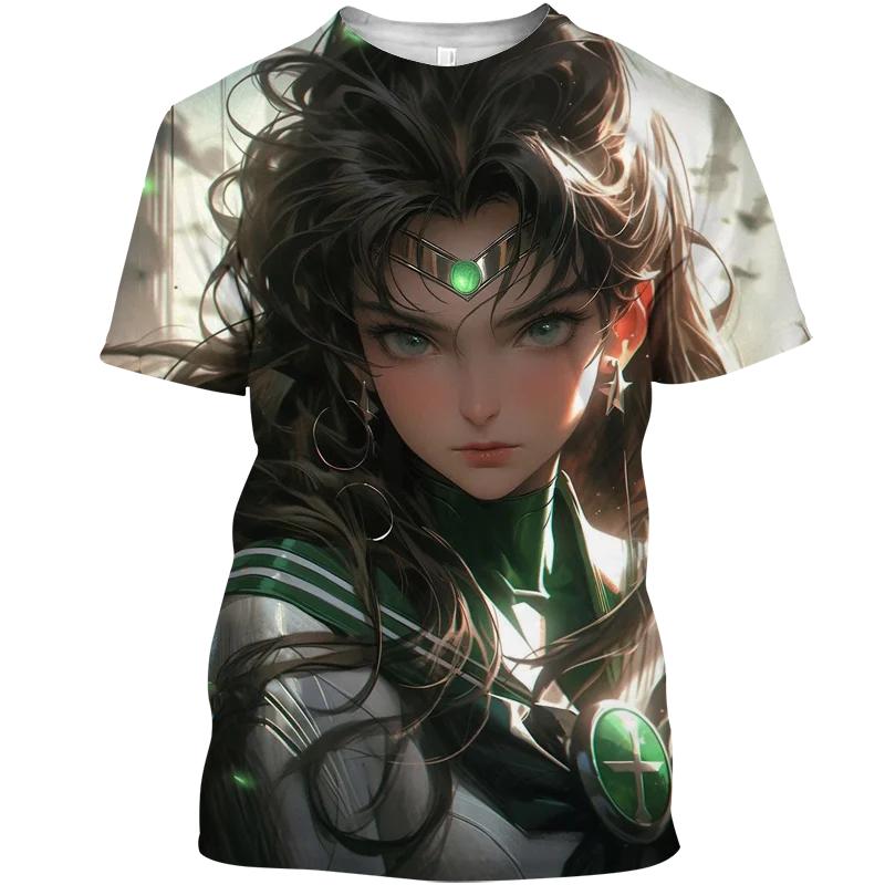 2024 Street Wear Футболка Смешная футболка Sailor Moon Street Wear Топ женский 3D принт женский графический аниме девушка y2kМужская одежда