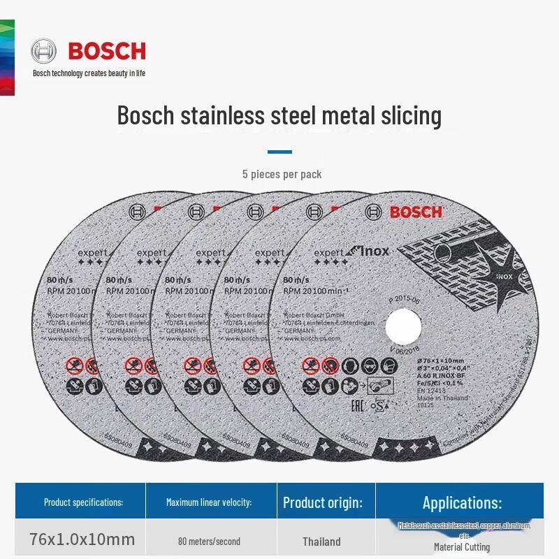 Bosch 76mm Stainless Steel Mini Cutting Discs CN plug (adapter included)