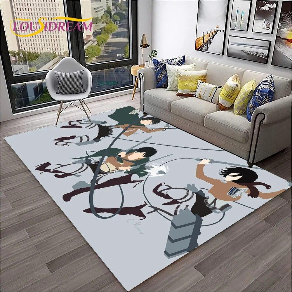 3D аниме «Атака Титанов» ковер с героями мультфильмов для дома, гостиной, спальни, дивана, коврика, декор, детский игровой коврик, нескользящий напольный коврик
