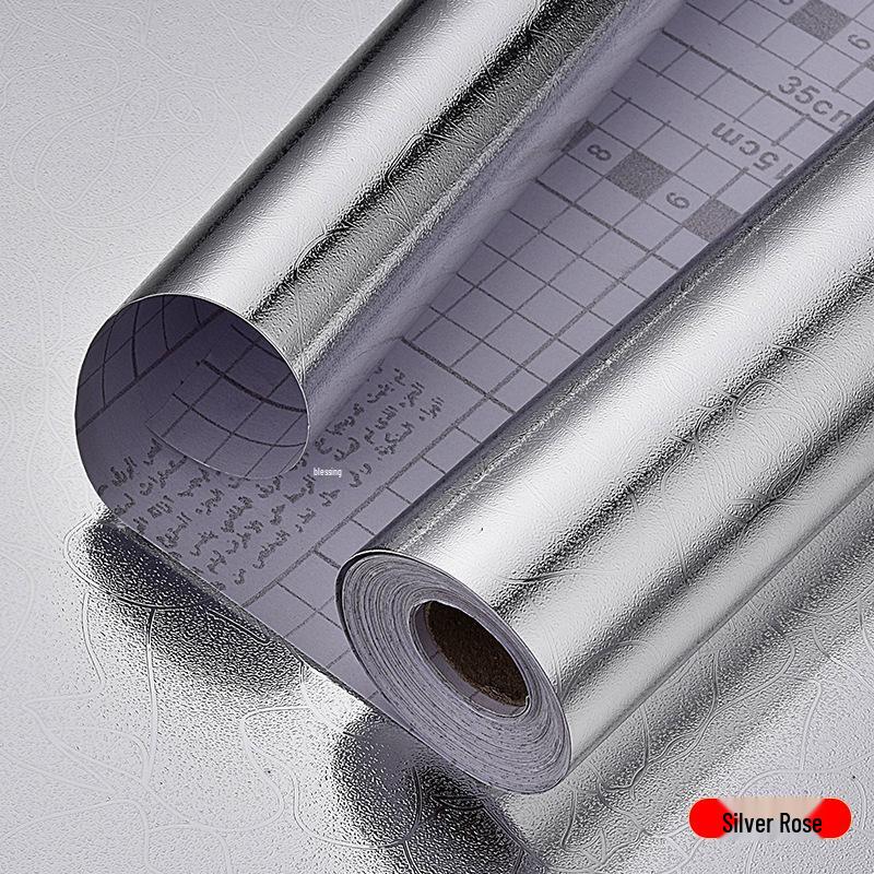 Oil-Proof Waterproof Self-Adhesive Kitchen Stickers: Moisture & Heat Resistant Tin Foil Wallpaper.