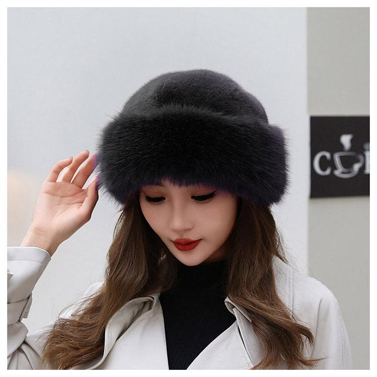 Шапка зимняя новая утолщенная теплая искусственный мех мода простой берет принцесса шапка имитация норки монгольская шапка женская шапка