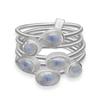 Natural Rainbow Moonstone 925 Sterling Silver Stacking Stackable Band Ring For Women & Girls