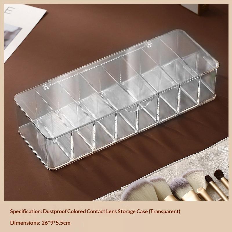 Acrylic Contact Lens Organizer with 7 Separate Compartments Dustproof Lid for Safe Storage Carry