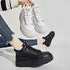 Кожаные кеды с высоким верхом, маленькие белые туфли женские 2025 зима, новая женская обувь на толстой подошве, теплая женская обувь, повседневные универсальные туфли на плоской подошве