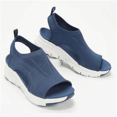 2021 Летние Женские Римские Сетчатые Трикотажные Сандалии на Плоской Подошве Большого Размера