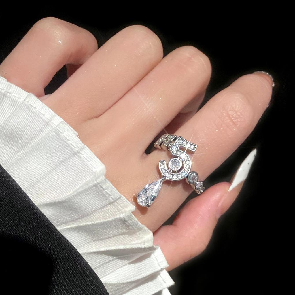 Luxury Zircon Sparkling Diamond Spirit Serpentine Ring Silver Open Ring High Quality Texture Simple and Versatile Trendy Cool Handmade for Women
