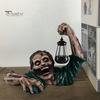 Halloween Zombie Lantern Ornament Spooky LED Light Resin Statue Ornament for Home Outdoor Garden Decoration