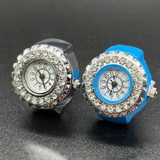 Кольцо для часов на палец, эластичное кольцо в стиле хип-хоп, повседневное с круглым циферблатом, роскошные мужские и женские блестящие кварцевые часы со стразами, кольцо для вечеринок