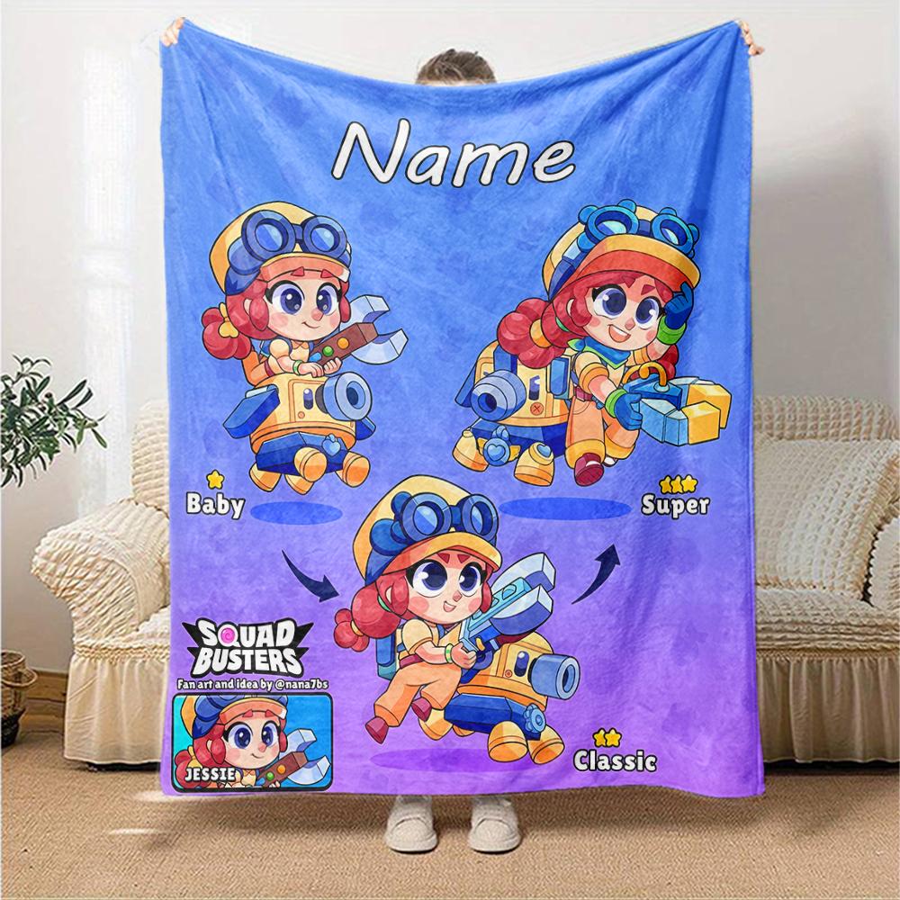 Customiz Name Personality Brawl Stars (3) Blanket Soft &Warm Sofa Office Bed Travel Lunch Break Blanket, Gift Suitable for All Seasons