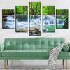 No Framed Waterfall Forest Trees 5 Piece Wall Art Canvas Print Posters Paintings Oil Painting Living Room Home Decor Pictures