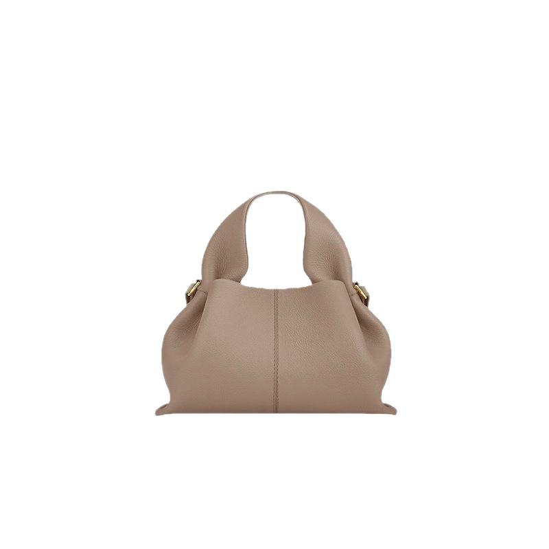 French Luxury Genuine Leather Dumpling Handbag - Retro European & American Design