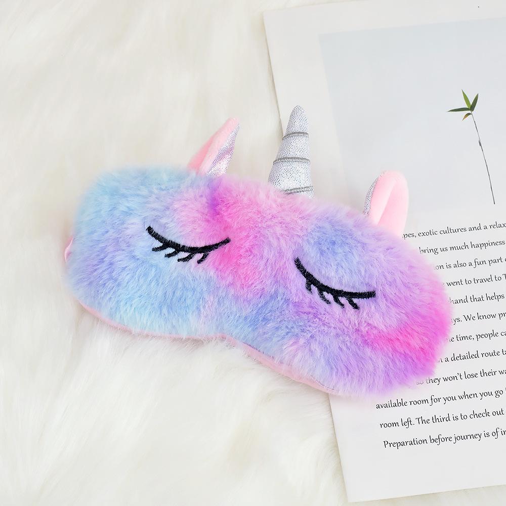 Очаровательная плюшевая маска для сна с ушками единорога из кроличьего меха