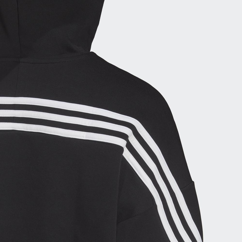 adidas Повседневный пуловер с капюшоном в полоску и манжетами, женские топы, черный H67044