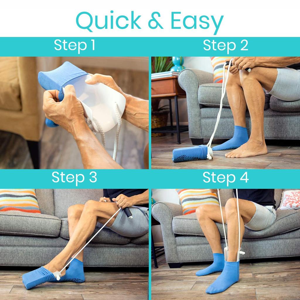 PVC Sock Aid Stocking Doner with Adjustable Cable Elderly Pregnant Assist Tool