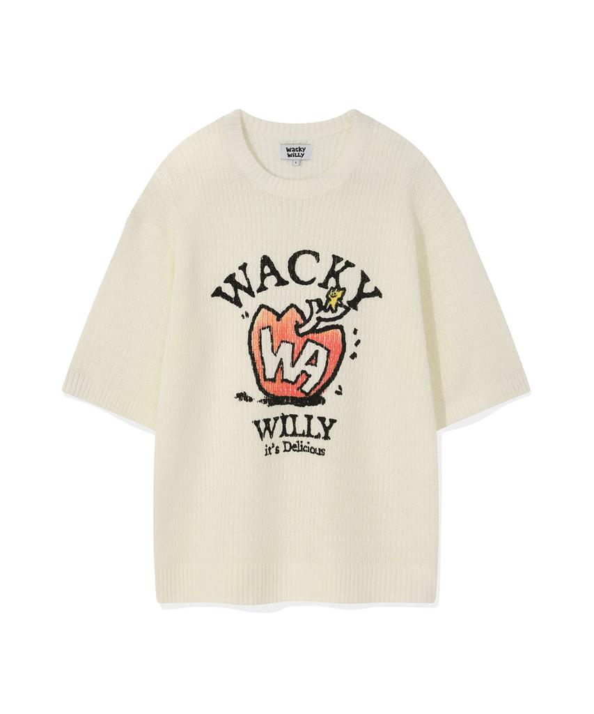WACKY WILLY One-Point Short Sleeve Pullover Knit Ivory