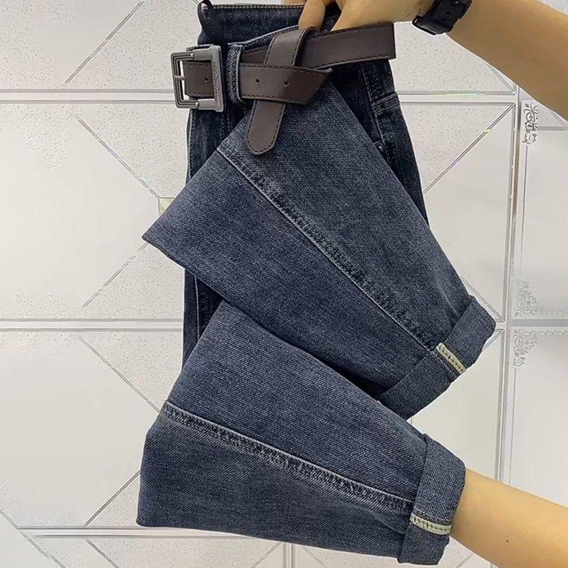 Женские джинсы больших размеров с высокой посадкой, свободного кроя, осень 2025, прямые, гаремы