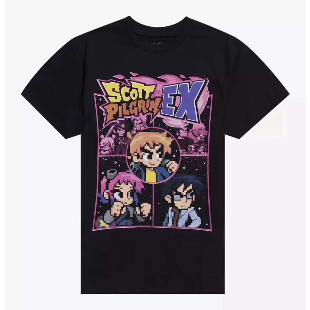Game Scott Pilgrim EX pixel style graphic unisex shirt Y2k Short Sleeve 100cotton Men 2026 fashion Harajuku style Oneck Tshirt