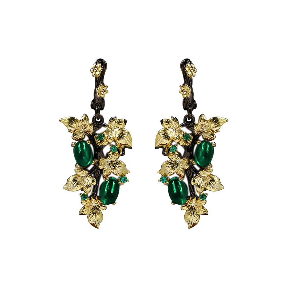 Элегантные серьги с кулоном из черного золота и рубина в форме цветка, серьги с кристаллами и драгоценными камнями, женские ювелирные серьги, серебряные женские серьги