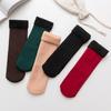 12Pairs Simple Thermal Mid Length Socks Solid Color Winter Socks Women Thicken Warm Socks Hosiery