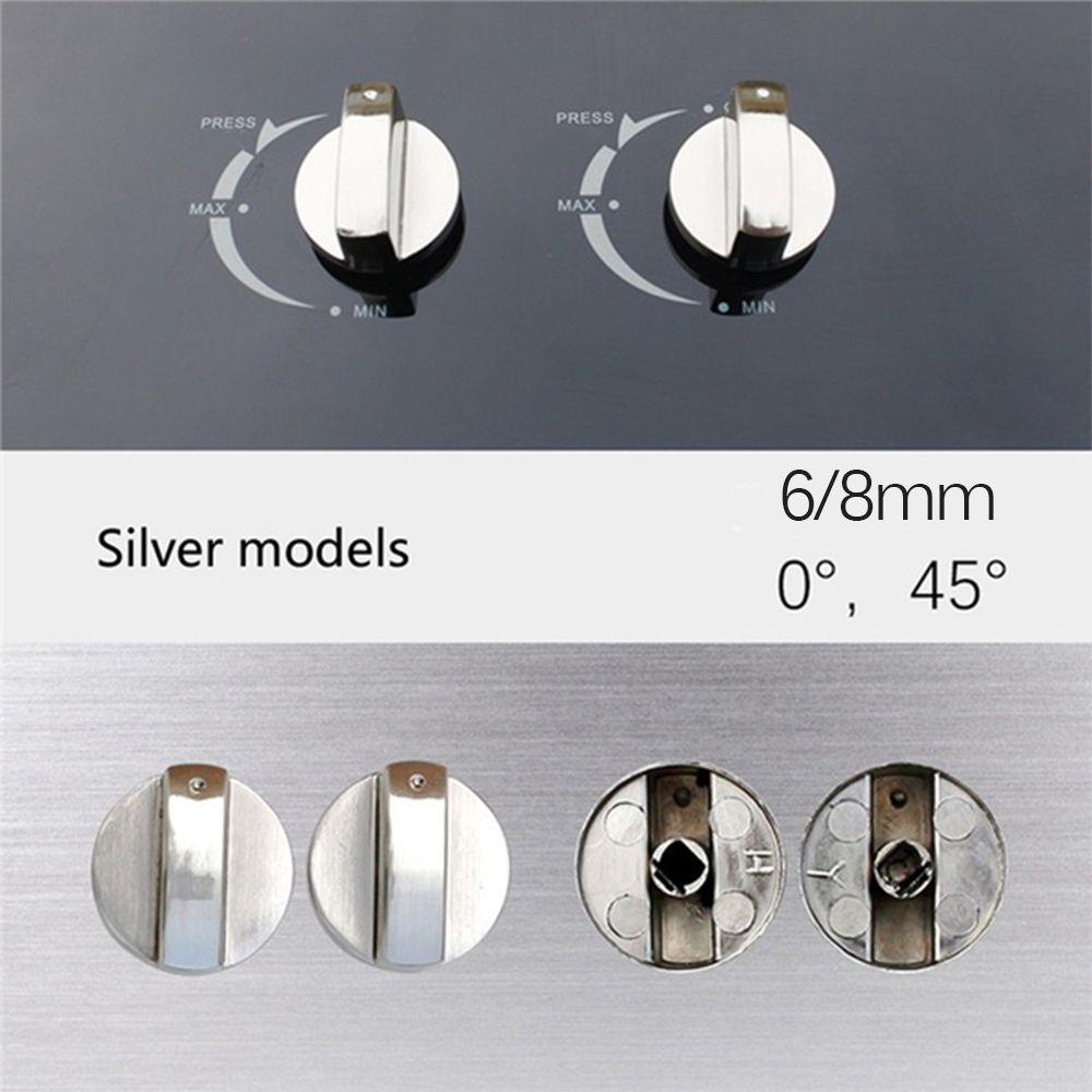 2Pcs 6mm/8mm Gas Stove Zinc Alloy Silver Metal Rotary Kitchen Tool Cooker Control Knobs Switch