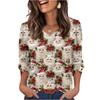 Women's Fashionable Casual Christmas Printed V-neck Top