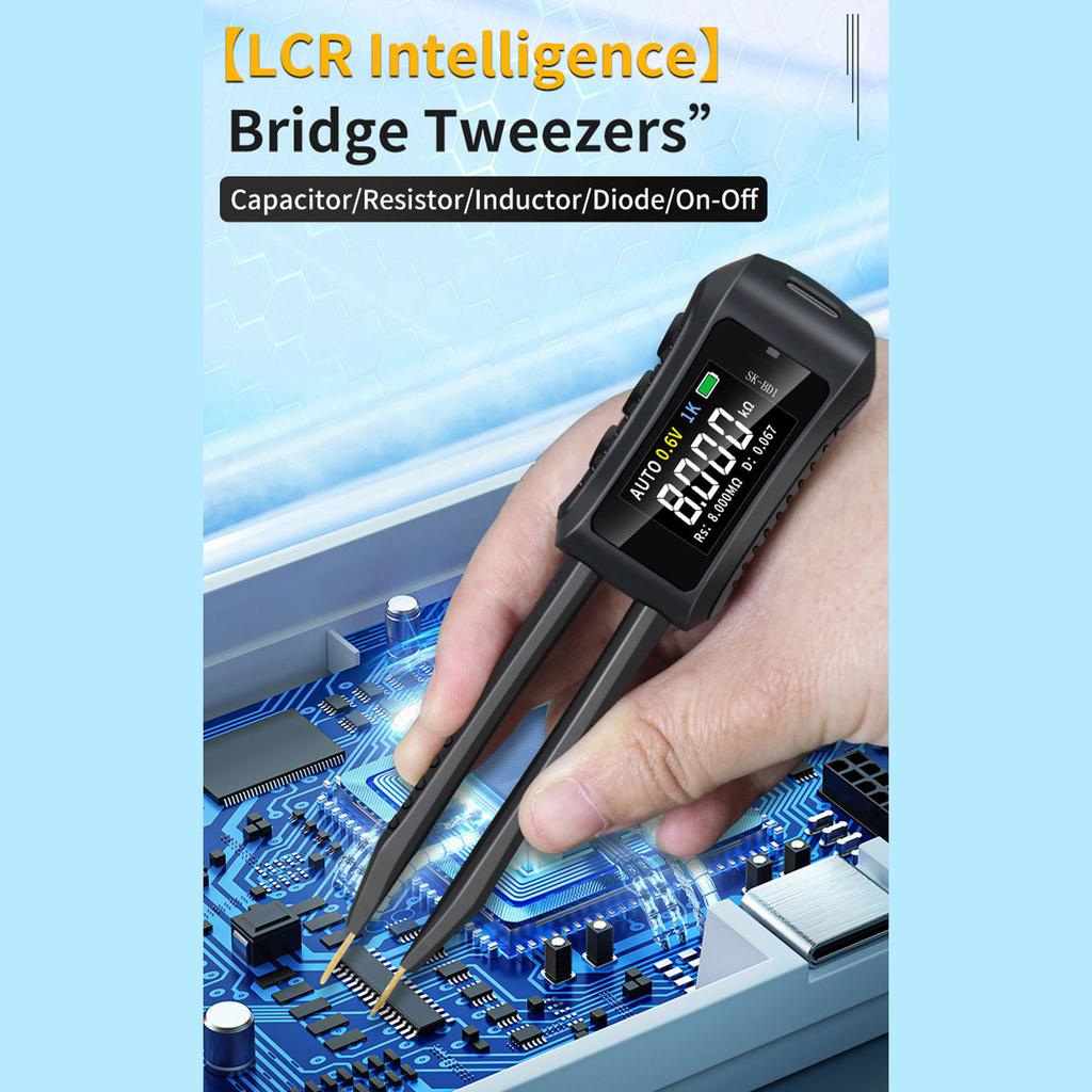 LCR-метр Пинцет 10 кГц Цифровой Мультиметр Тестер с OLED-дисплеем для Индуктивности Емкости Сопротивления Диода Переключатель