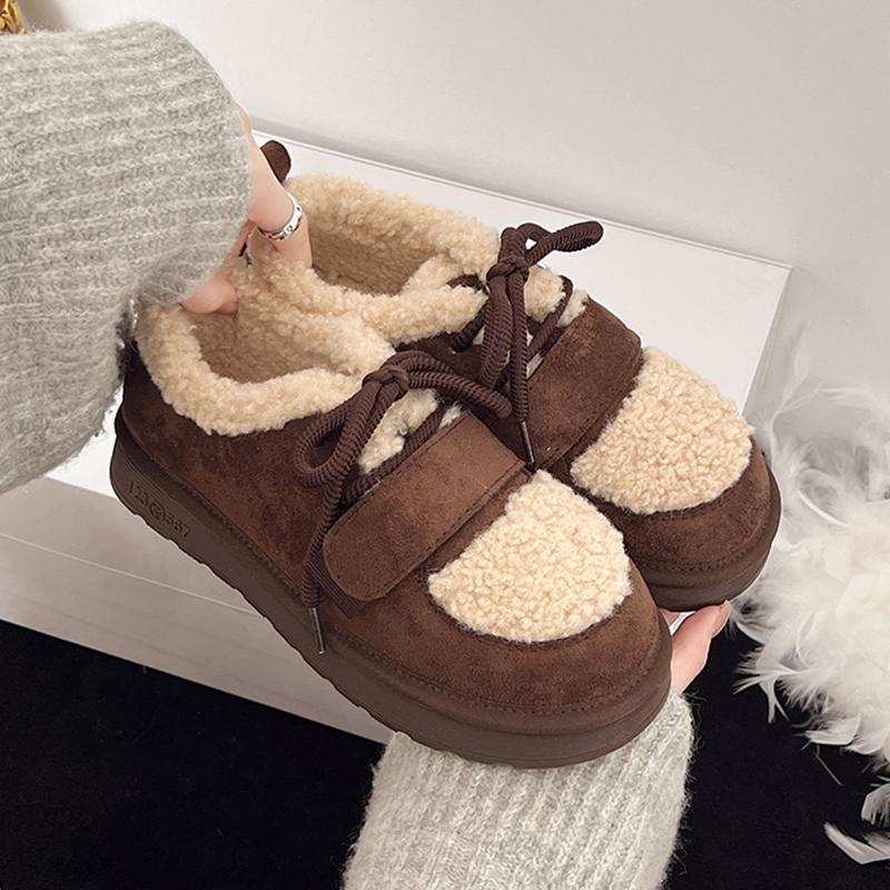 Fur Women's Cotton Shoes Flats Suede Fashion Warm Snow Boots Brand Comfort Sport Shoes Running Winter Boots Ladies